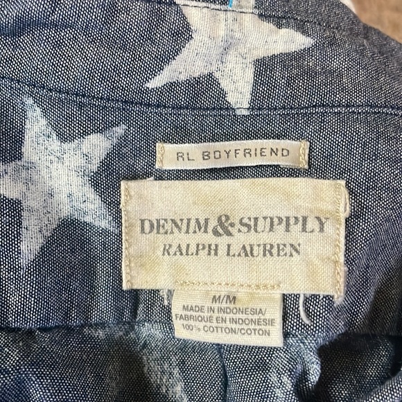 Women’s Denim and Supply Ralph Lauren Boyfriend Star Denim Button Down Top M - Picture 7 of 10